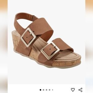 Earth Brown Wedge Sandals with Buckle